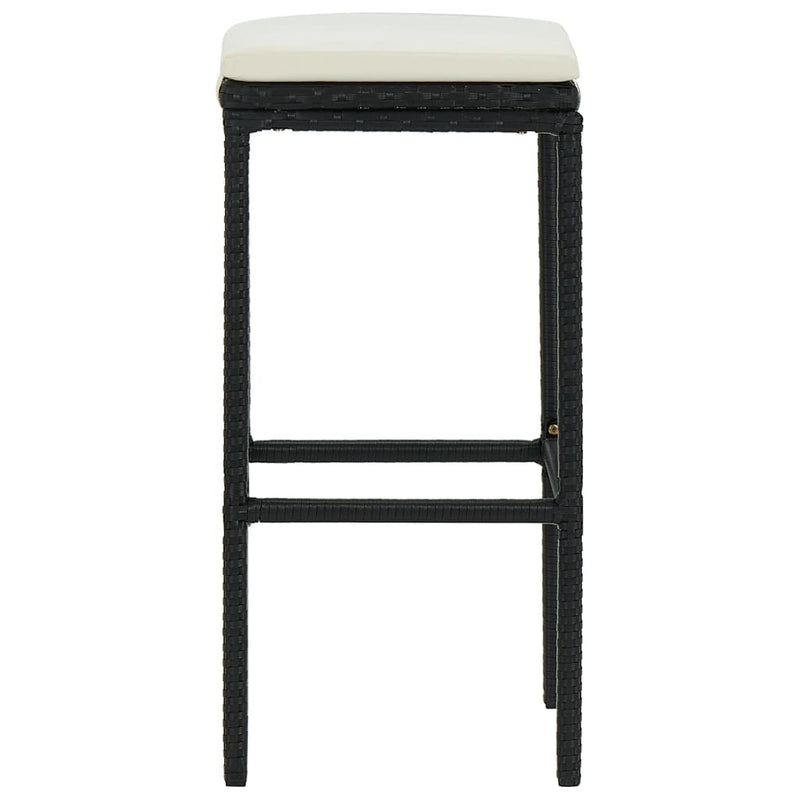 Bar Stools with Cushions 3 pcs Black Poly Rattan