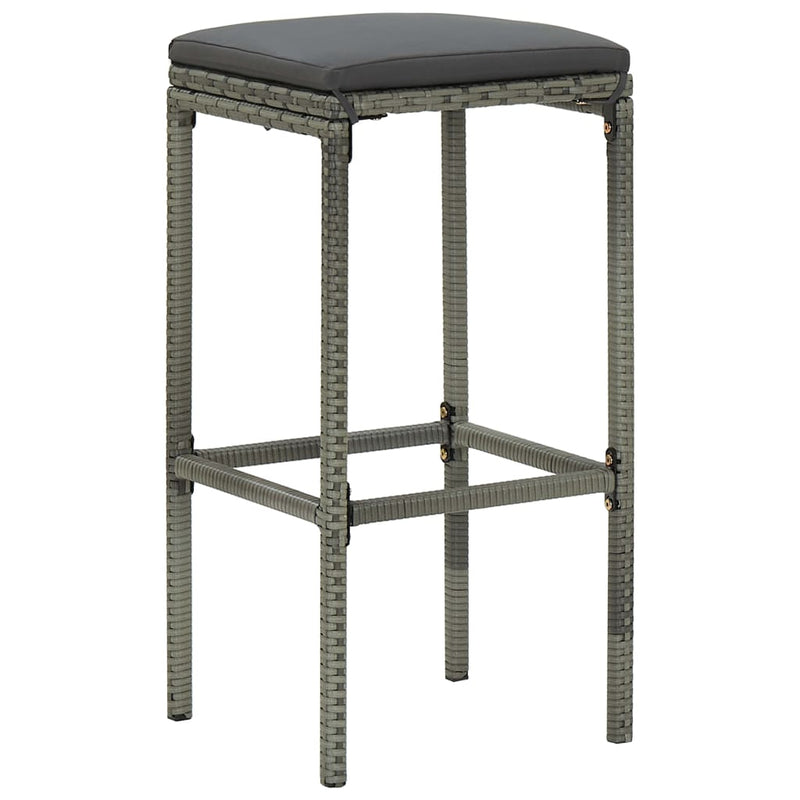 Bar Stools with Cushions 4 pcs Grey Poly Rattan