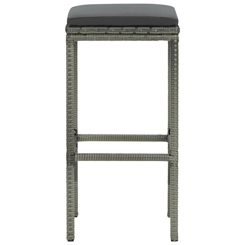 Bar Stools with Cushions 4 pcs Grey Poly Rattan