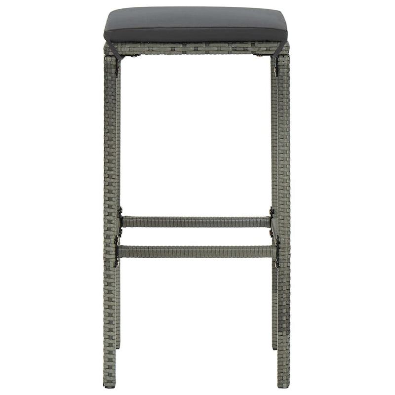 Bar Stools with Cushions 4 pcs Grey Poly Rattan