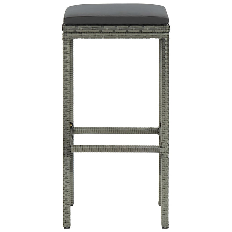 Bar Stools with Cushions 6 pcs Grey Poly Rattan