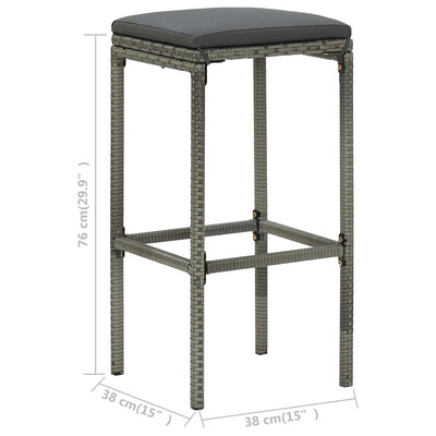 Bar Stools with Cushions 6 pcs Grey Poly Rattan