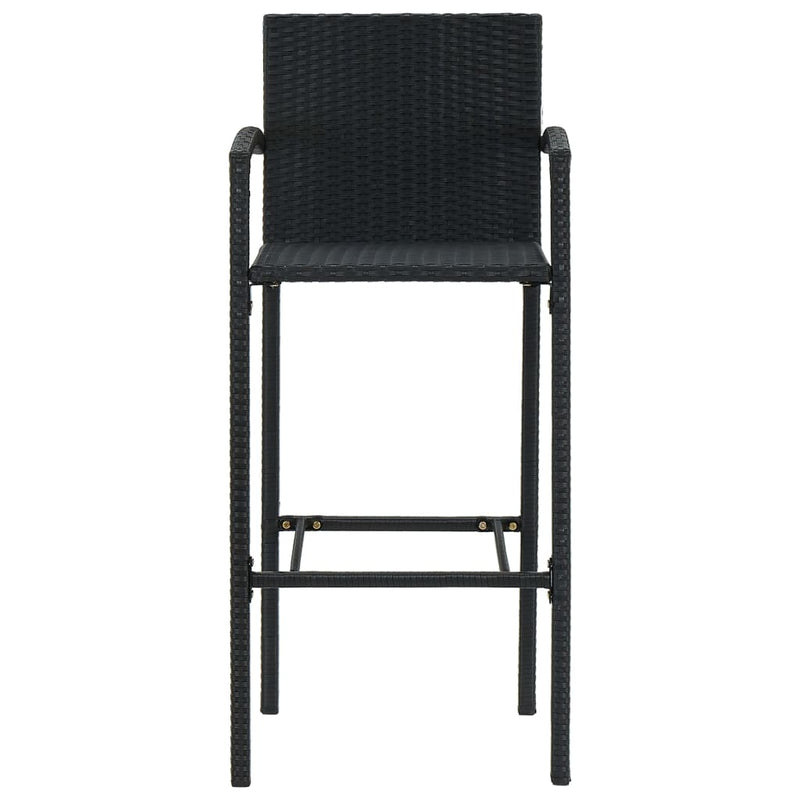 Bar Stools 2 pcs Black Poly Rattan