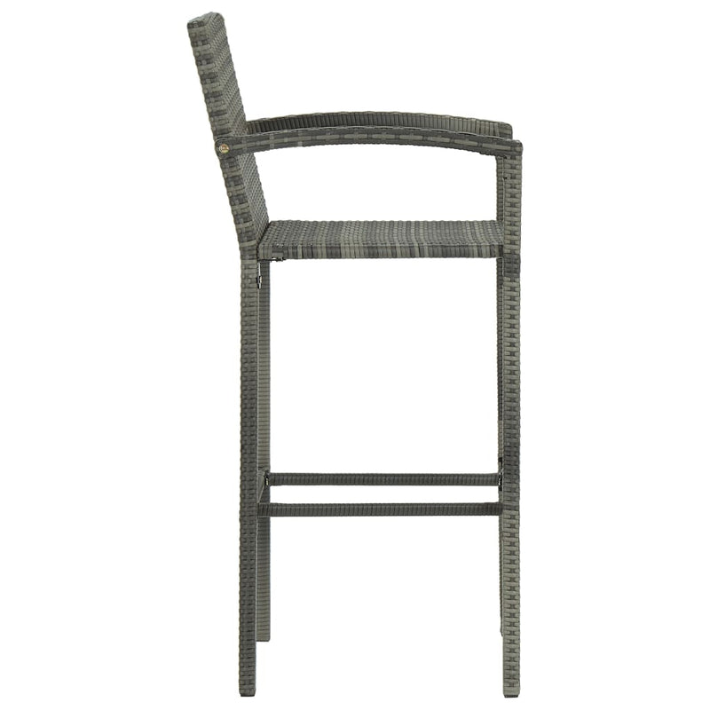 Bar Stools 2 pcs Grey Poly Rattan