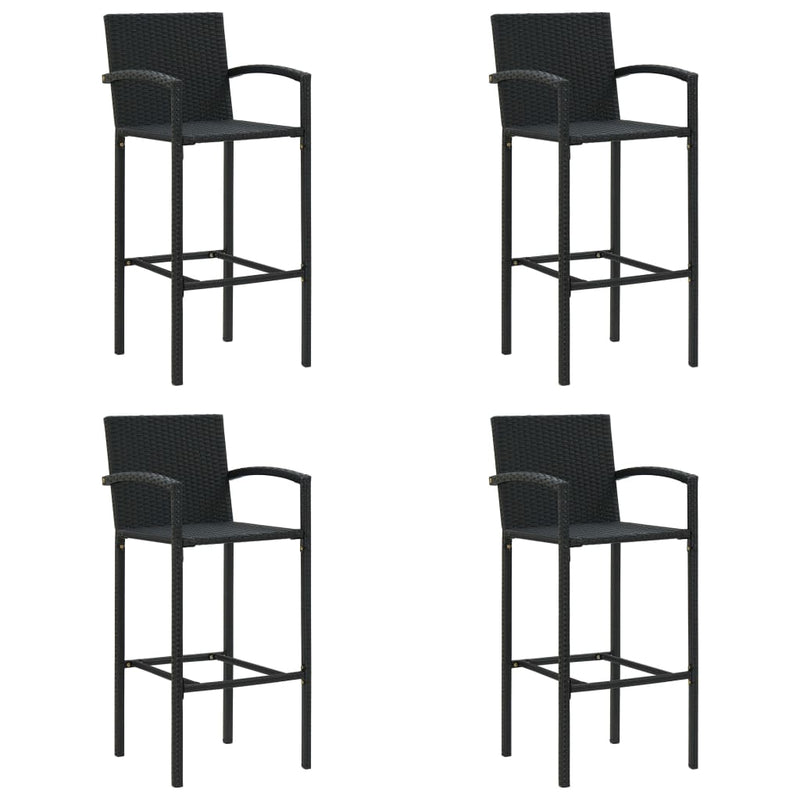 Bar Stools 4 pcs Black Poly Rattan