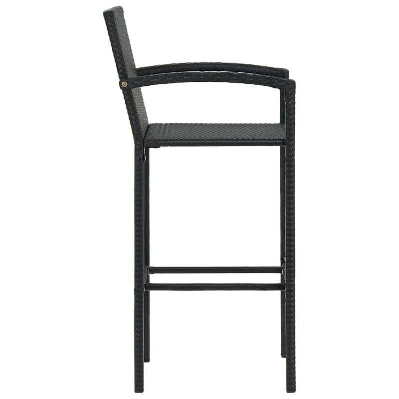 Bar Stools 4 pcs Black Poly Rattan