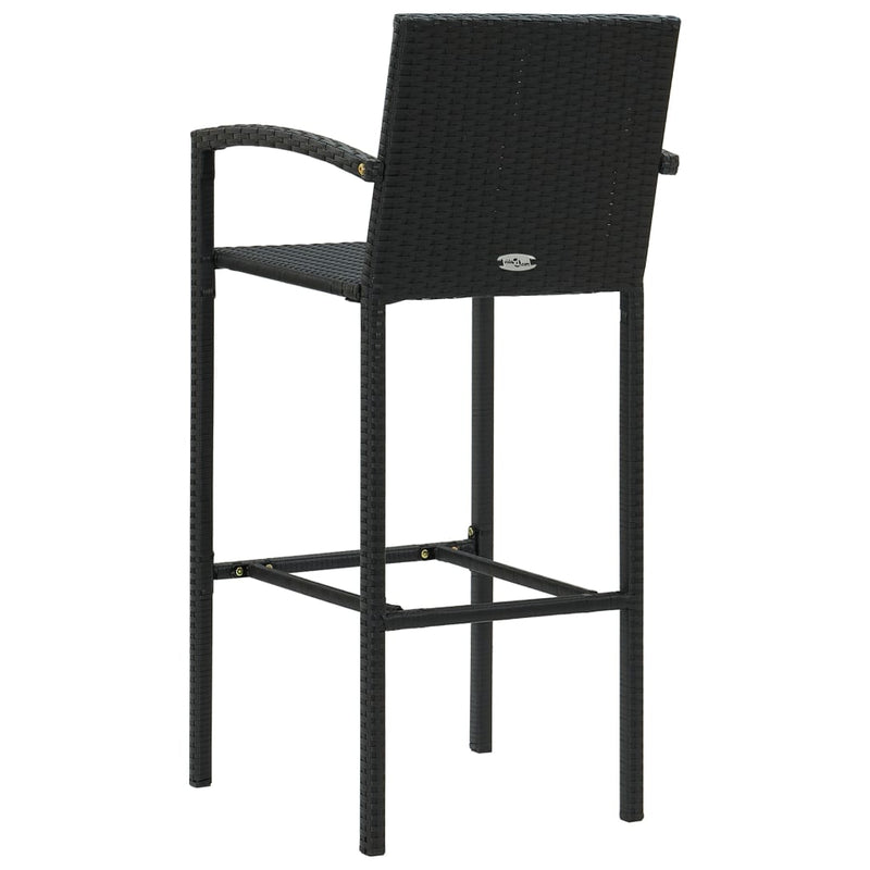 Bar Stools 4 pcs Black Poly Rattan