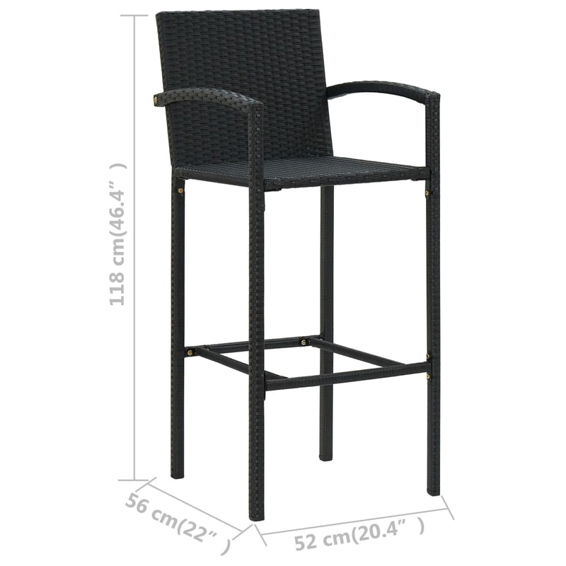 Bar Stools 4 pcs Black Poly Rattan