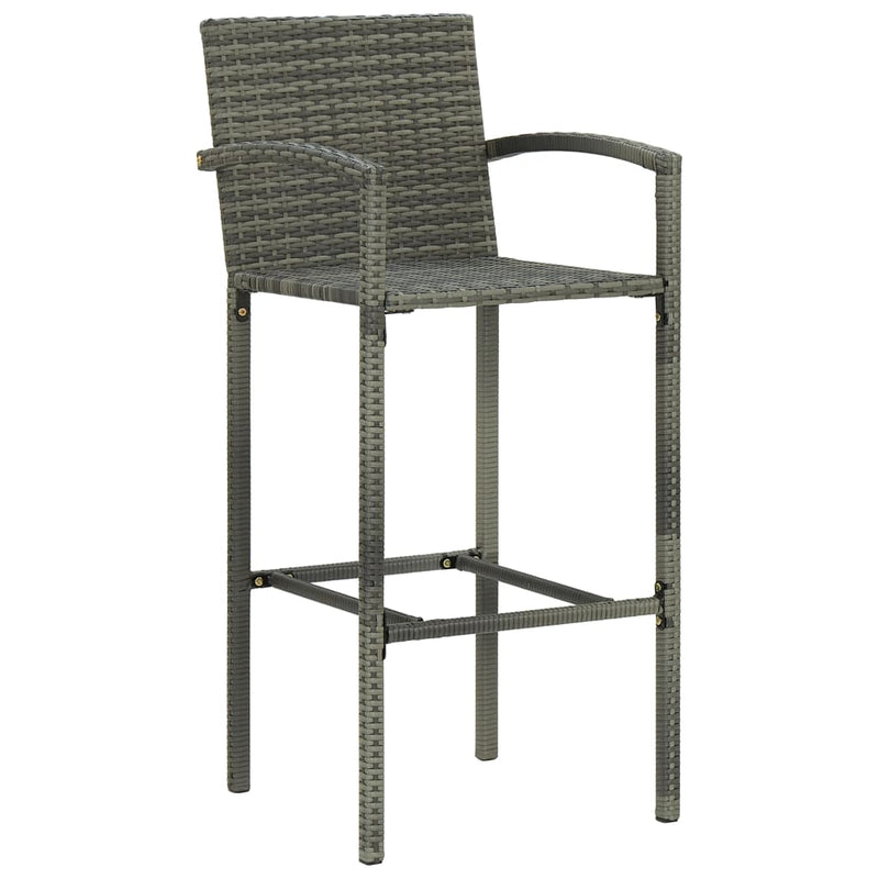 Bar Stools 4 pcs Grey Poly Rattan