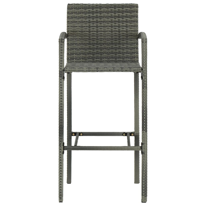 Bar Stools 4 pcs Grey Poly Rattan