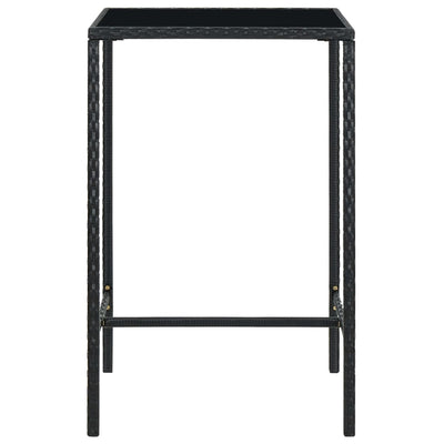 Garden Bar Table Black 70x70x110 cm Poly Rattan and Glass