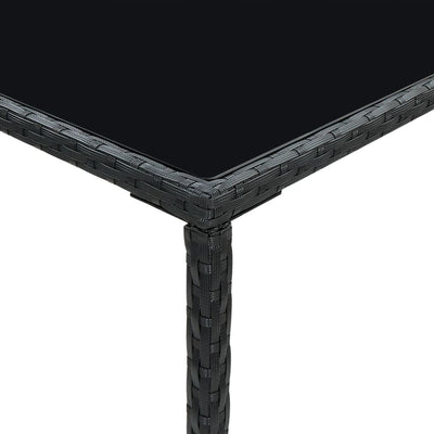 Garden Bar Table Black 70x70x110 cm Poly Rattan and Glass