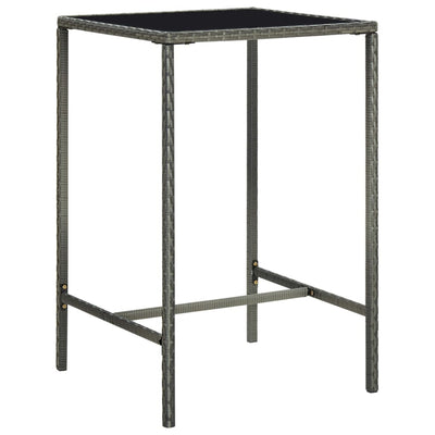 Garden Bar Table Grey 70x70x110 cm Poly Rattan and Glass