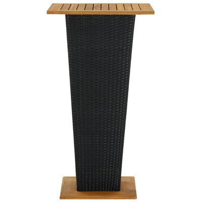 Bar Table Black 60x60x110 cm Poly Rattan and Solid Acacia Wood