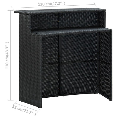 Garden Bar Table Black 120x55x110 cm Poly Rattan