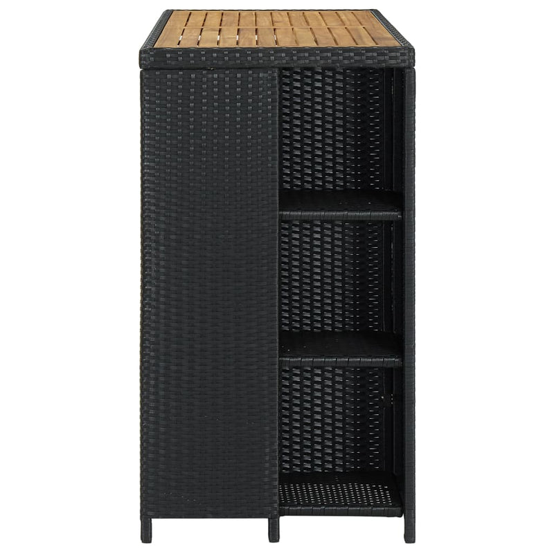 Bar Table with Storage Rack Black 120x60x110 cm Poly Rattan