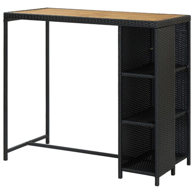 Bar Table with Storage Rack Black 120x60x110 cm Poly Rattan