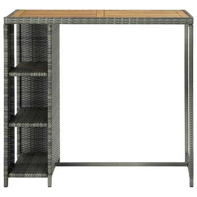 Bar Table with Storage Rack Grey 120x60x110 cm Poly Rattan