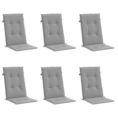 Garden Highback Chair Cushions 6 pcs Grey 120x50x3 cm Fabric