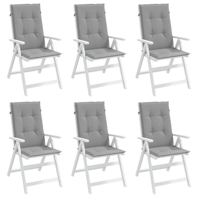 Garden Highback Chair Cushions 6 pcs Grey 120x50x3 cm Fabric