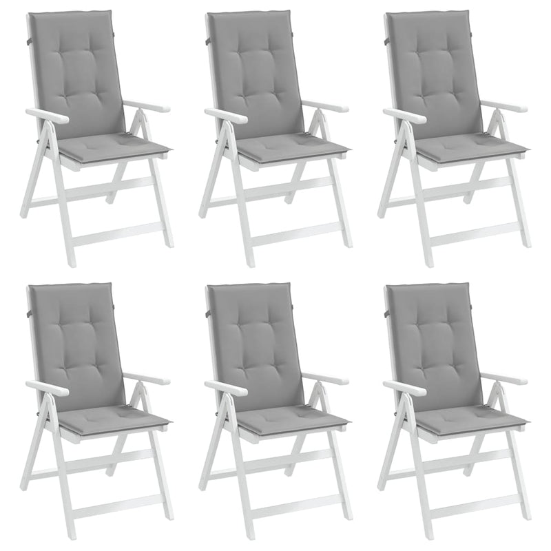 Garden Highback Chair Cushions 6 pcs Grey 120x50x3 cm Fabric