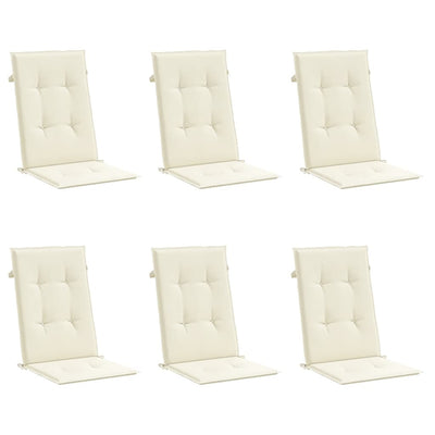 Garden Highback Chair Cushions 6 pcs Cream 120x50x3 cm Fabric