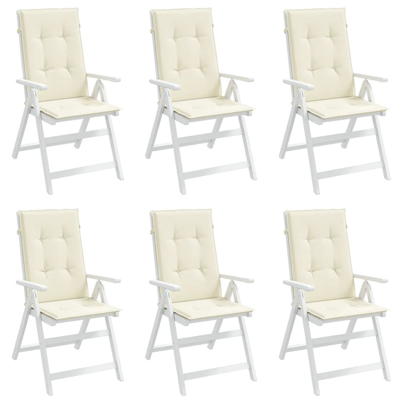 Garden Highback Chair Cushions 6 pcs Cream 120x50x3 cm Fabric