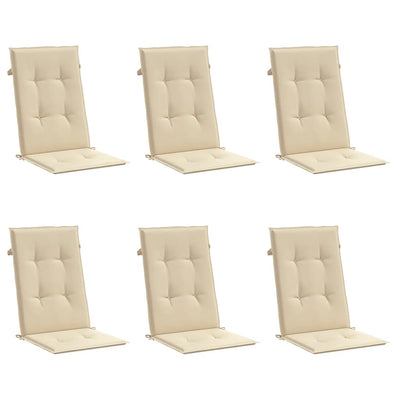 Garden Highback Chair Cushions 6 pcs Beige 120x50x3 cm Fabric