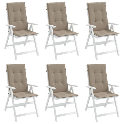 Garden Highback Chair Cushions 6 pcs Taupe 120x50x3 cm Fabric