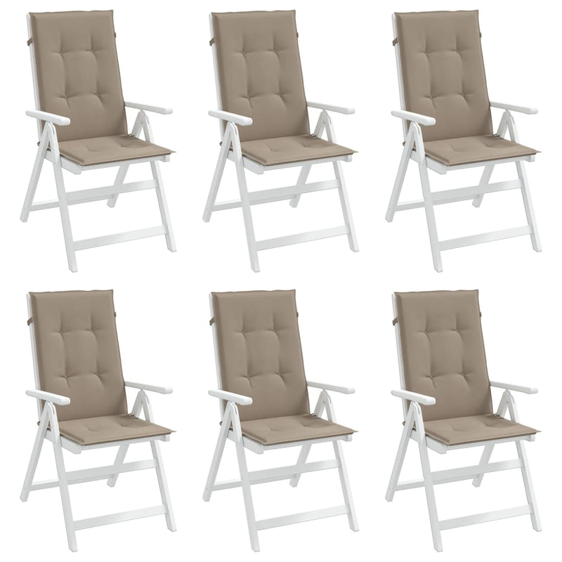 Garden Highback Chair Cushions 6 pcs Taupe 120x50x3 cm Fabric