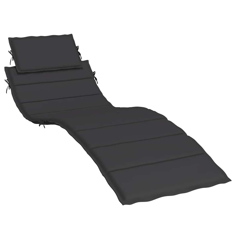 Sun Lounger Cushion Black 186x58x3cm Oxford Fabric