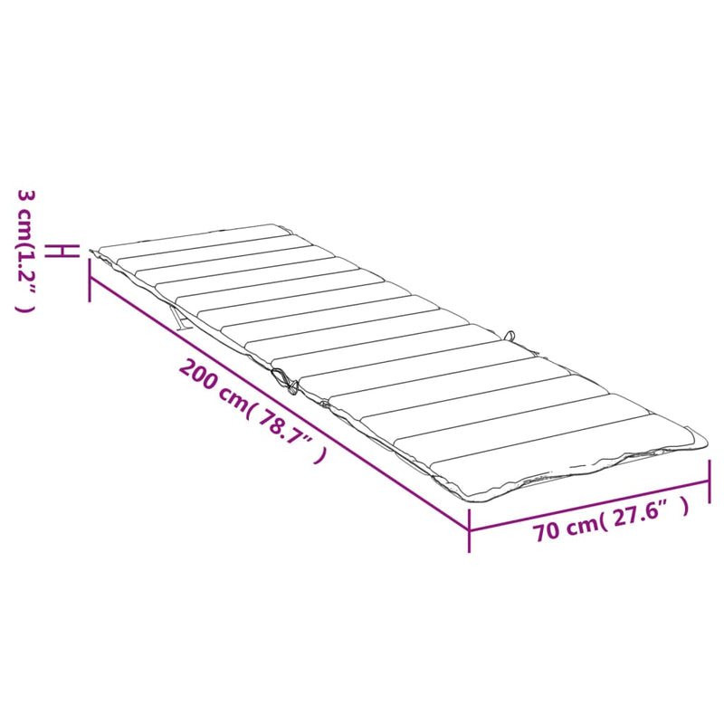 Sun Lounger Cushion Cream 200x70x3cm Oxford Fabric