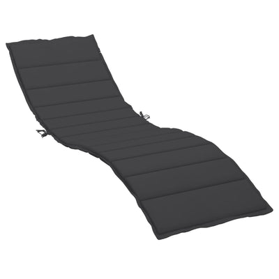 Sun Lounger Cushion Black 200x70x3cm Oxford Fabric