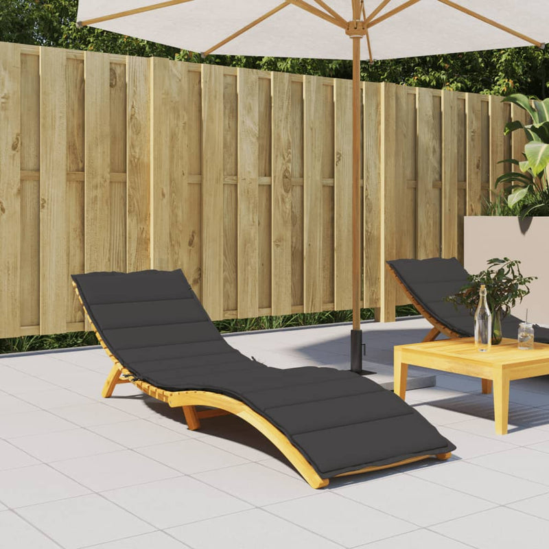 Sun Lounger Cushion Black 200x70x3cm Oxford Fabric