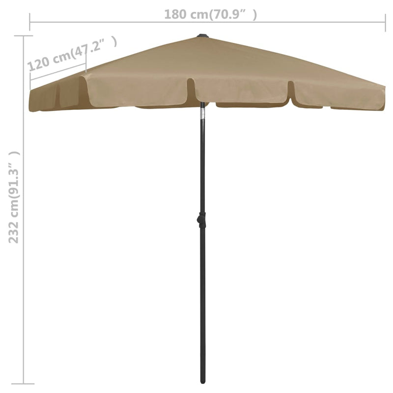 Beach Parasol Taupe 180x120 cm