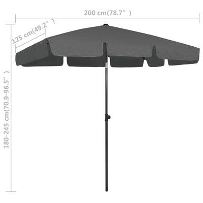 Beach Parasol Anthracite 200x125 cm