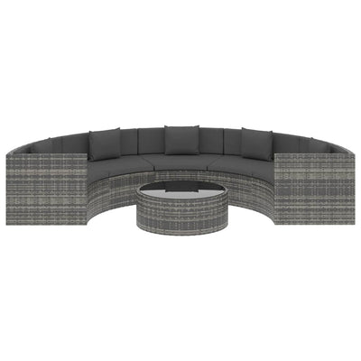 6 Piece Garden Lounge Set with Cushions Poly Rattan Grey