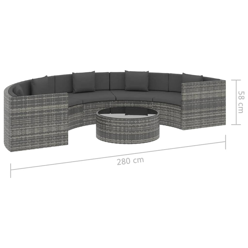 6 Piece Garden Lounge Set with Cushions Poly Rattan Grey