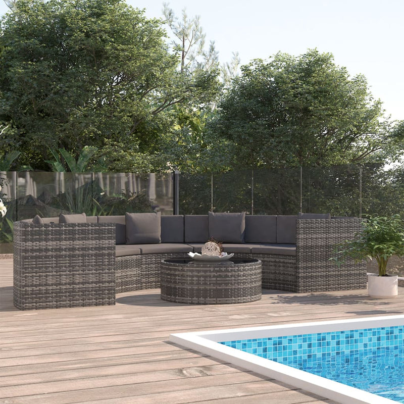 6 Piece Garden Lounge Set with Cushions Poly Rattan Grey