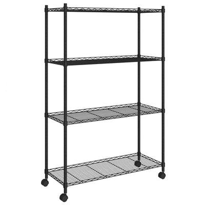 4-Tier Storage Shelf with Wheels 90x35x142 cm Black 200 kg