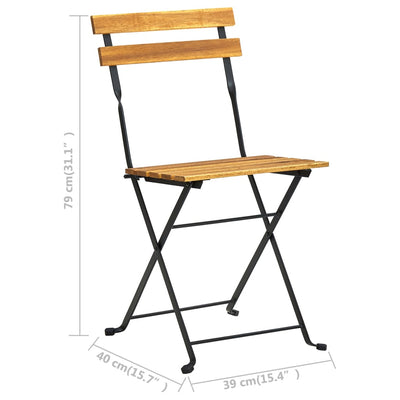 Folding Bistro Chair 4 pcs Solid Acacia Wood