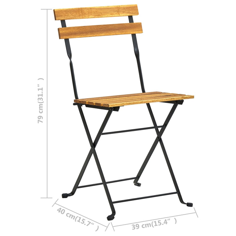 Folding Bistro Chair 4 pcs Solid Acacia Wood