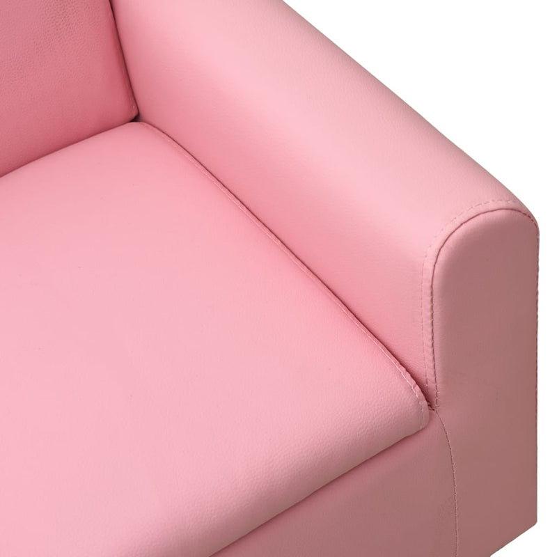 Children Sofa Pink Faux Leather