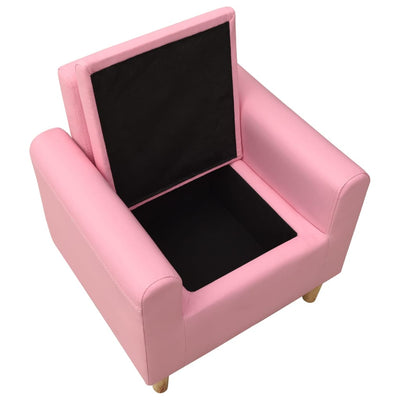 Children Sofa Pink Faux Leather