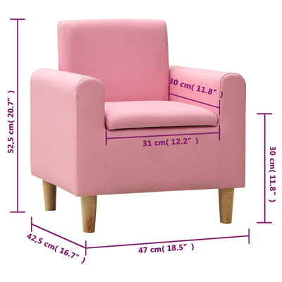 Children Sofa Pink Faux Leather