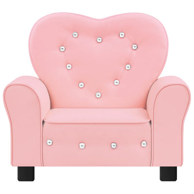 Children Sofa Pink Faux Leather