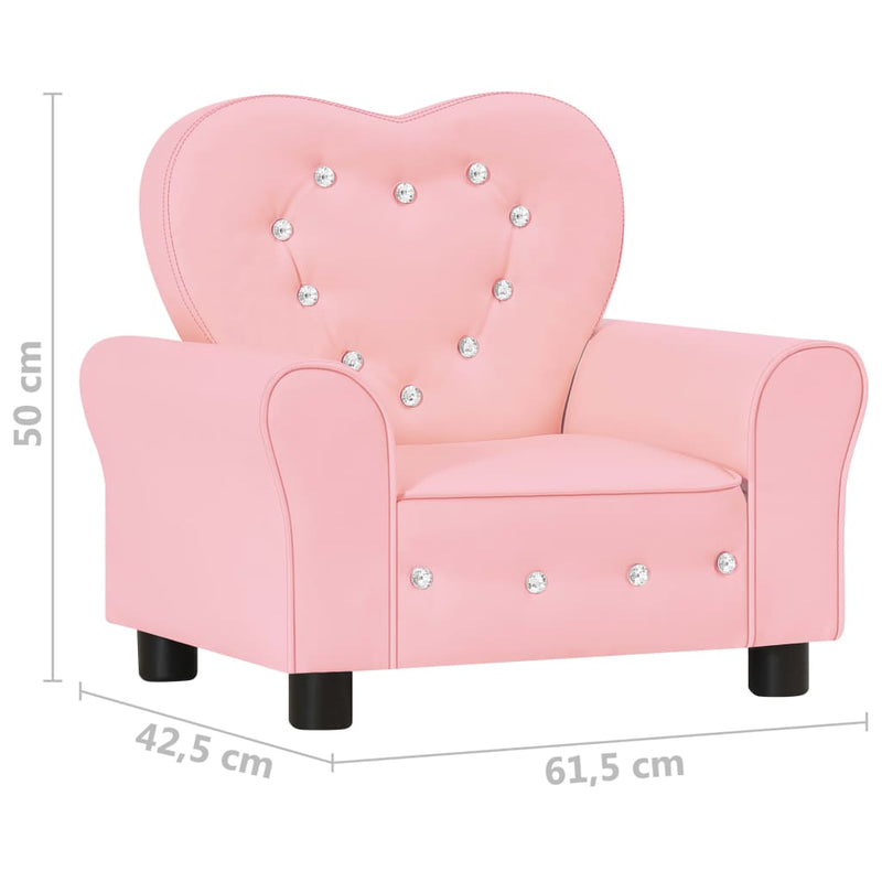 Children Sofa Pink Faux Leather