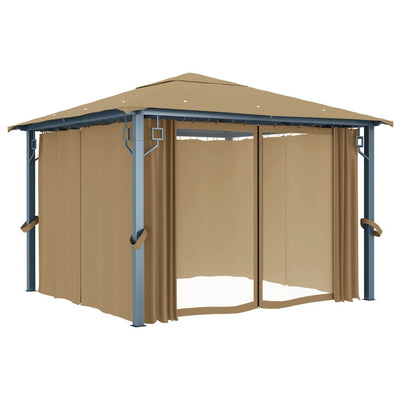 Gazebo with Curtain 300x300 cm Taupe Aluminium