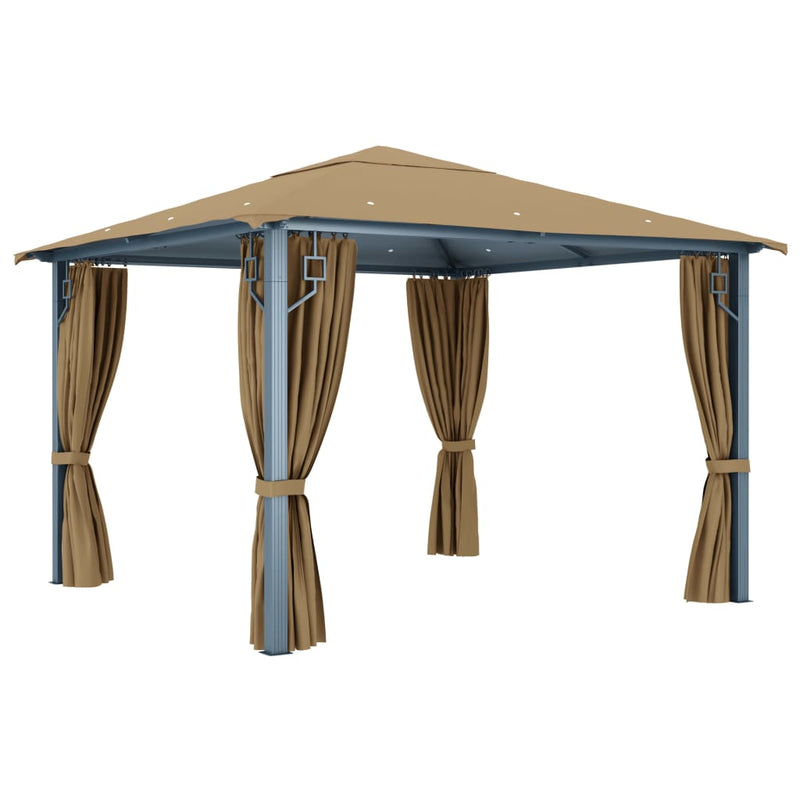 Gazebo with Curtain 300x300 cm Taupe Aluminium