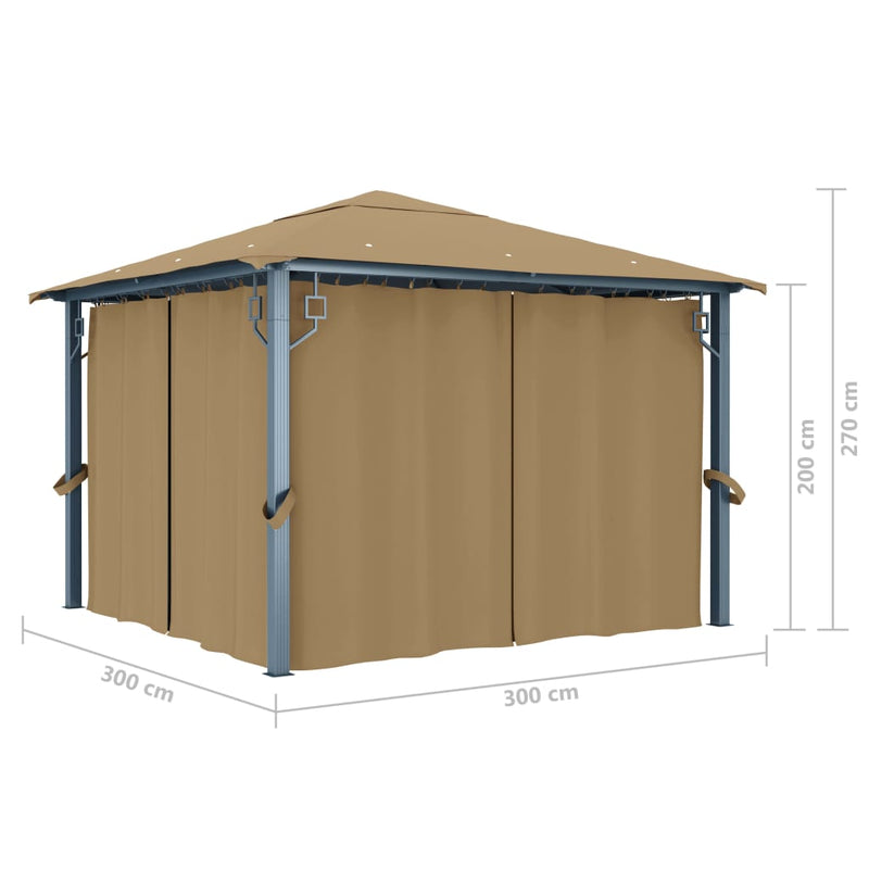 Gazebo with Curtain 300x300 cm Taupe Aluminium